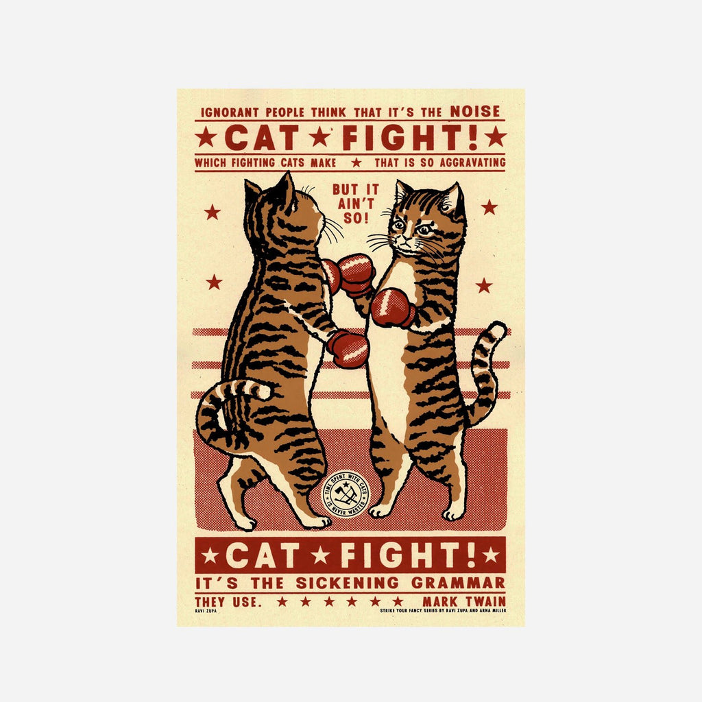 Cat Screen Print - Cat Fight! - Ravi Zupa