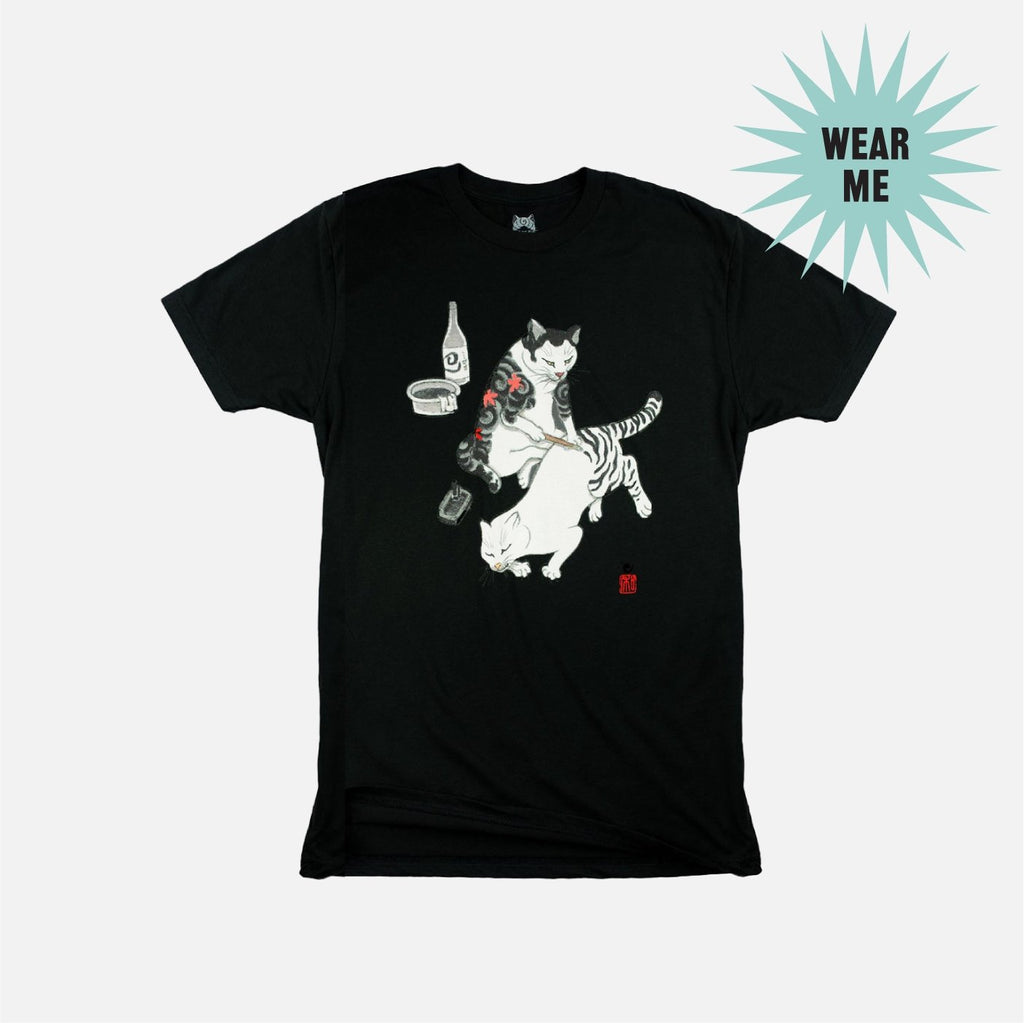 Cat T-shirt - Tebori Cats - Men's - Monmon Cats