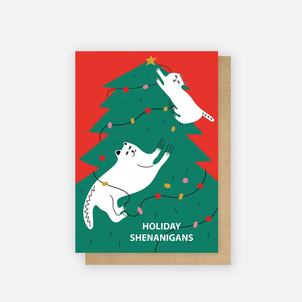 Cat Christmas Card - Holiday Shenanigans - Live Wires