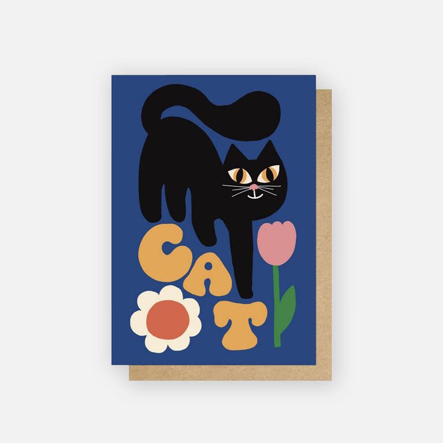 Cat Greeting Card - Cat & Tulip - Live Wires