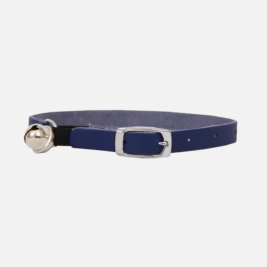 Leather Cat Collar - Classic Blue - Fang & Fur
