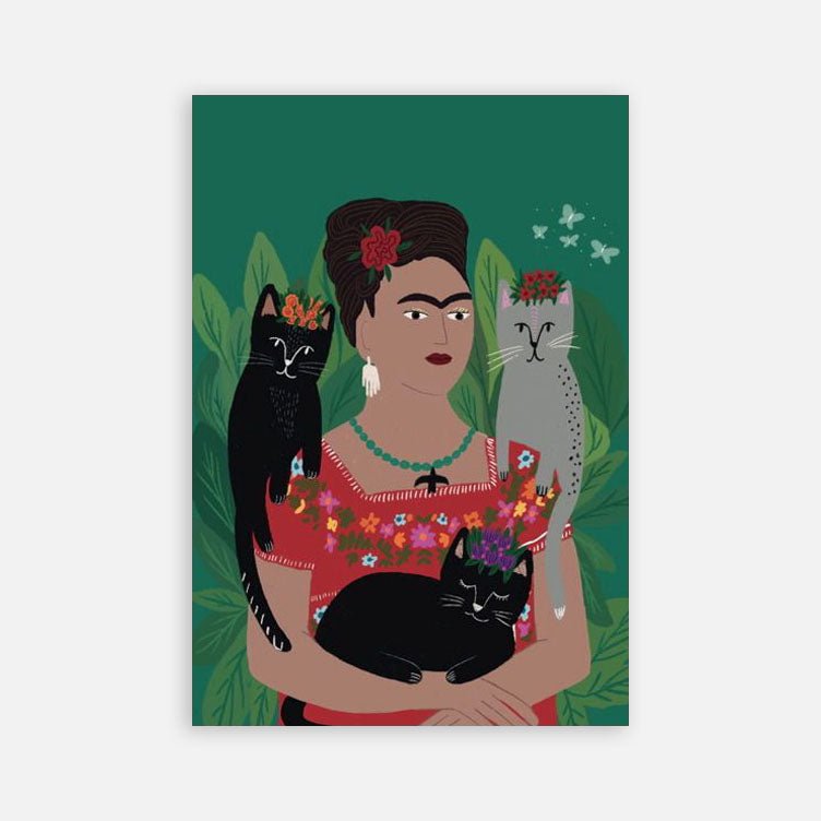 Cat Art Print - Frida & Her Catlos - Vevoke