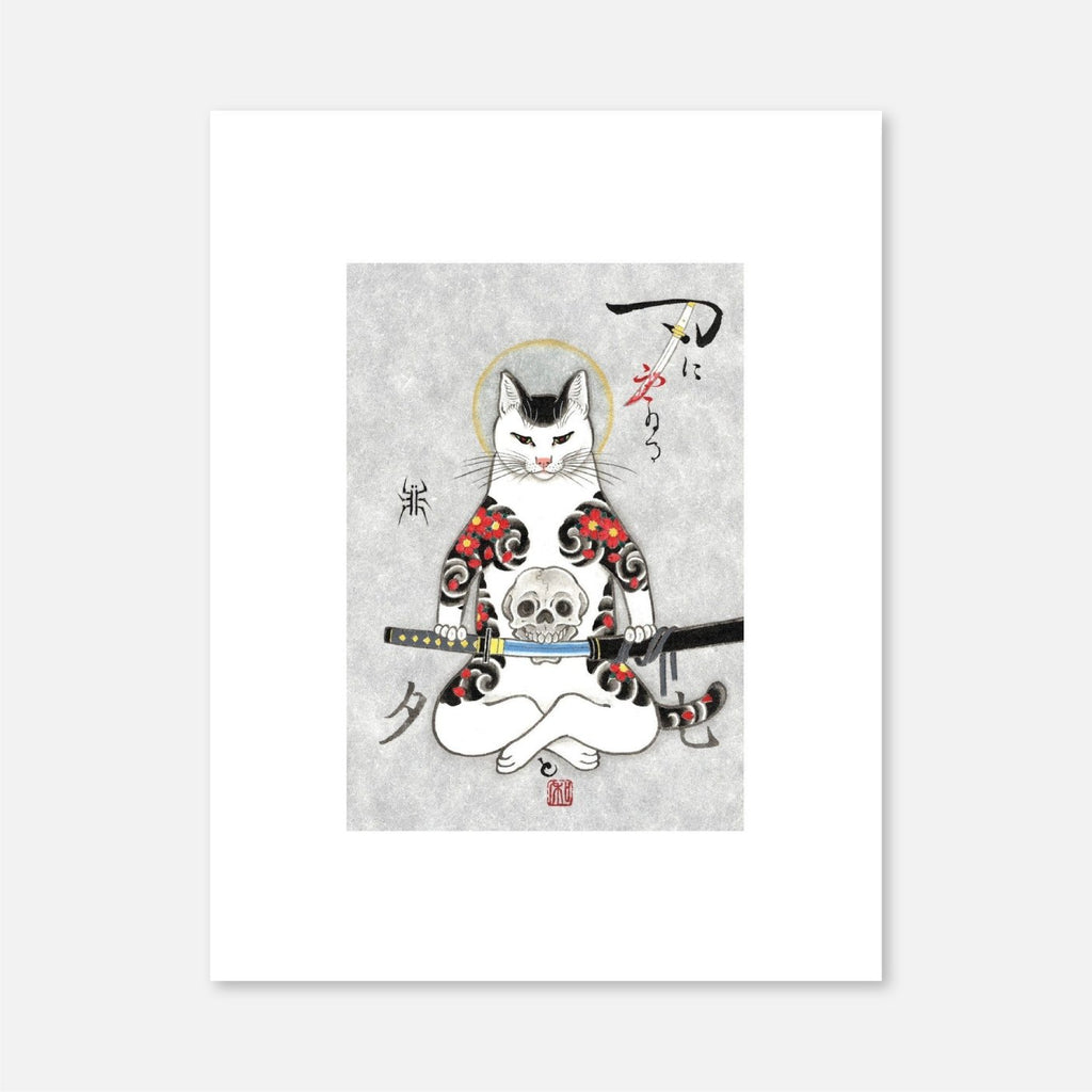 Cat Art Print - Samurai Cat - Monmon Cats