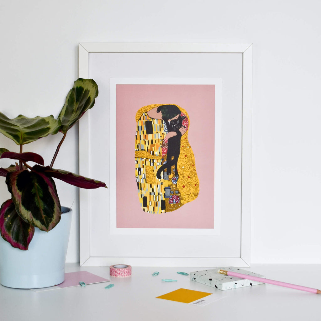 Cat Art Print - The Cat Kiss - Vevoke