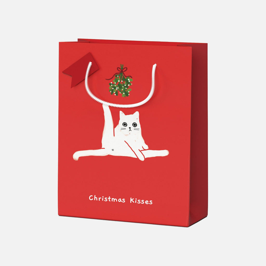 Cat Christmas Gift Bag - Christmas Kisses - Vevoke
