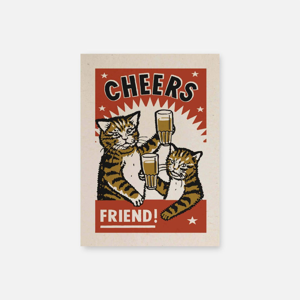 Cat Greeting Card - Cheers - Vevoke