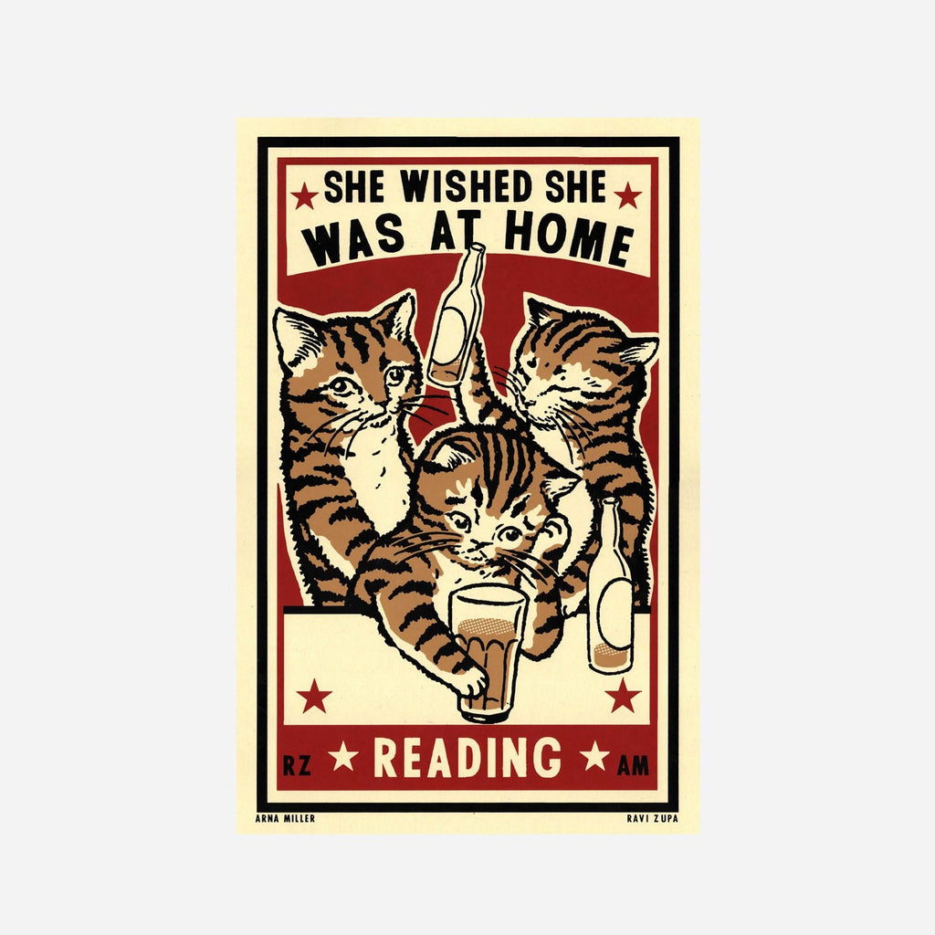 Cat Screen Print - At Home Reading - Ravi Zupa