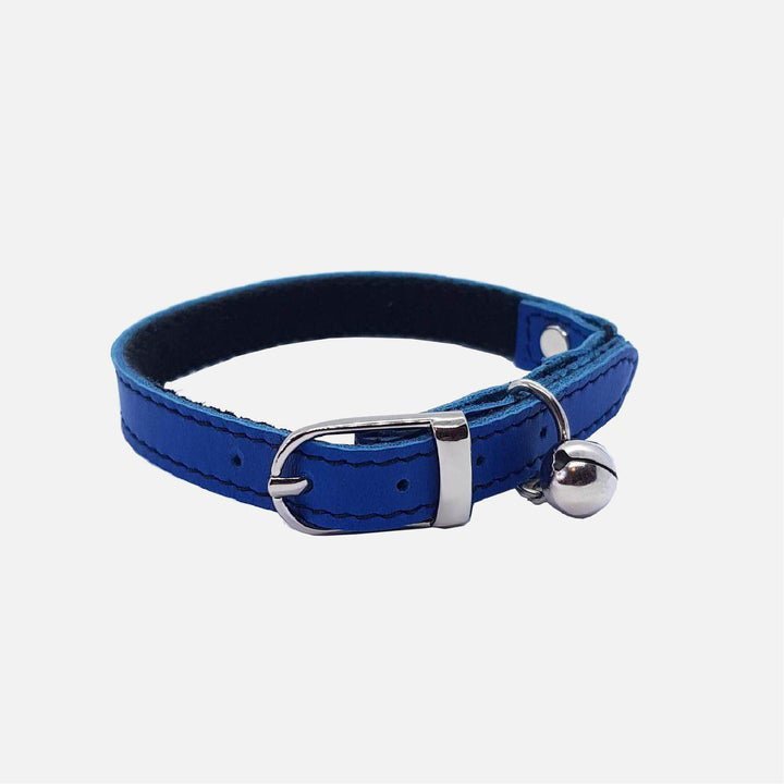 Leather Cat Collar - Classic Blue - Fang & Fur