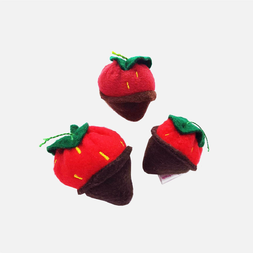 Organic Catnip Toy - Chocolate Dipped Strawberry - Miso Handmade