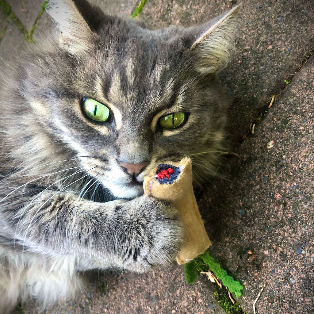 Organic Catnip Toys - Felt Leaf & Fatty Joint - Miso Handmade