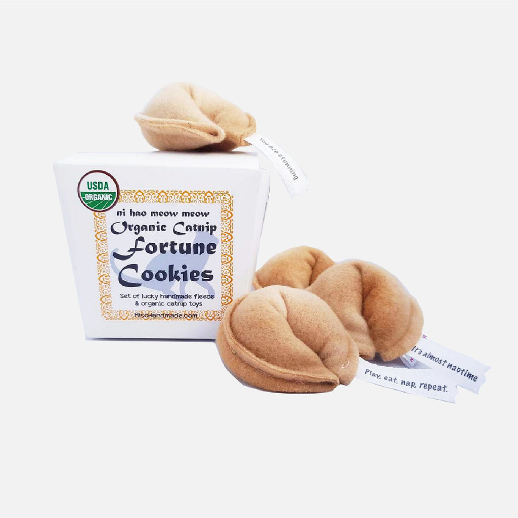 Organic Catnip Toys - Set of 4 Fortune Cookies - Miso Handmade