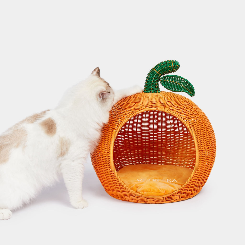 Rattan Cat Bed - Tangerine - Vetreska